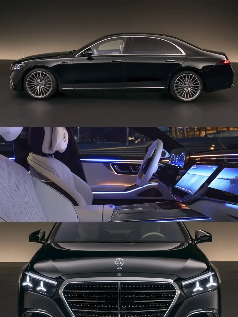 Mercedes-Benz Clase S: refinada en cada detalle Mercedes-Benz Clase S exterior negro, interior con iluminación ambiental y parrilla delantera iluminada