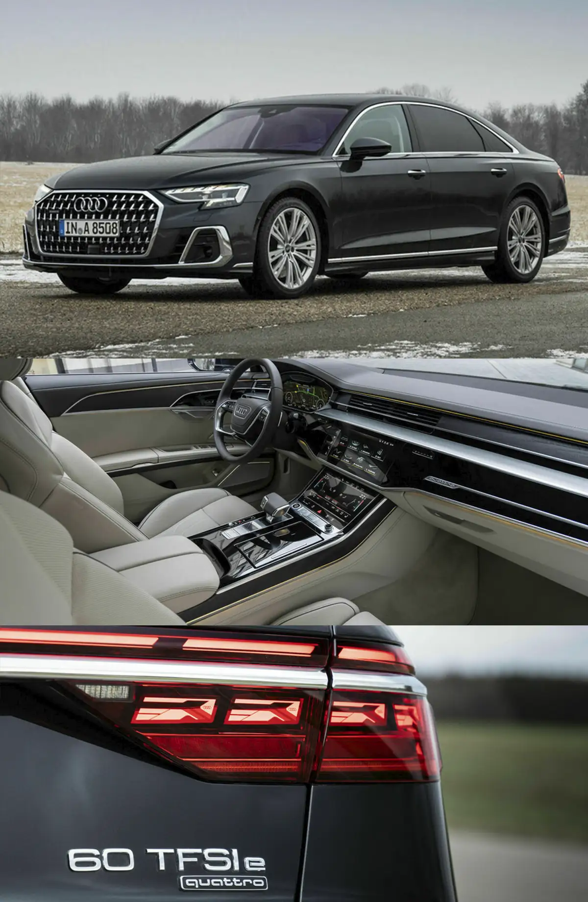 Audi A8 L 60 TFSIe: la berlina tecnológica que redefine el lujo alemán Audi A8 L 60 TFSIe exterior, interior y detalle trasero