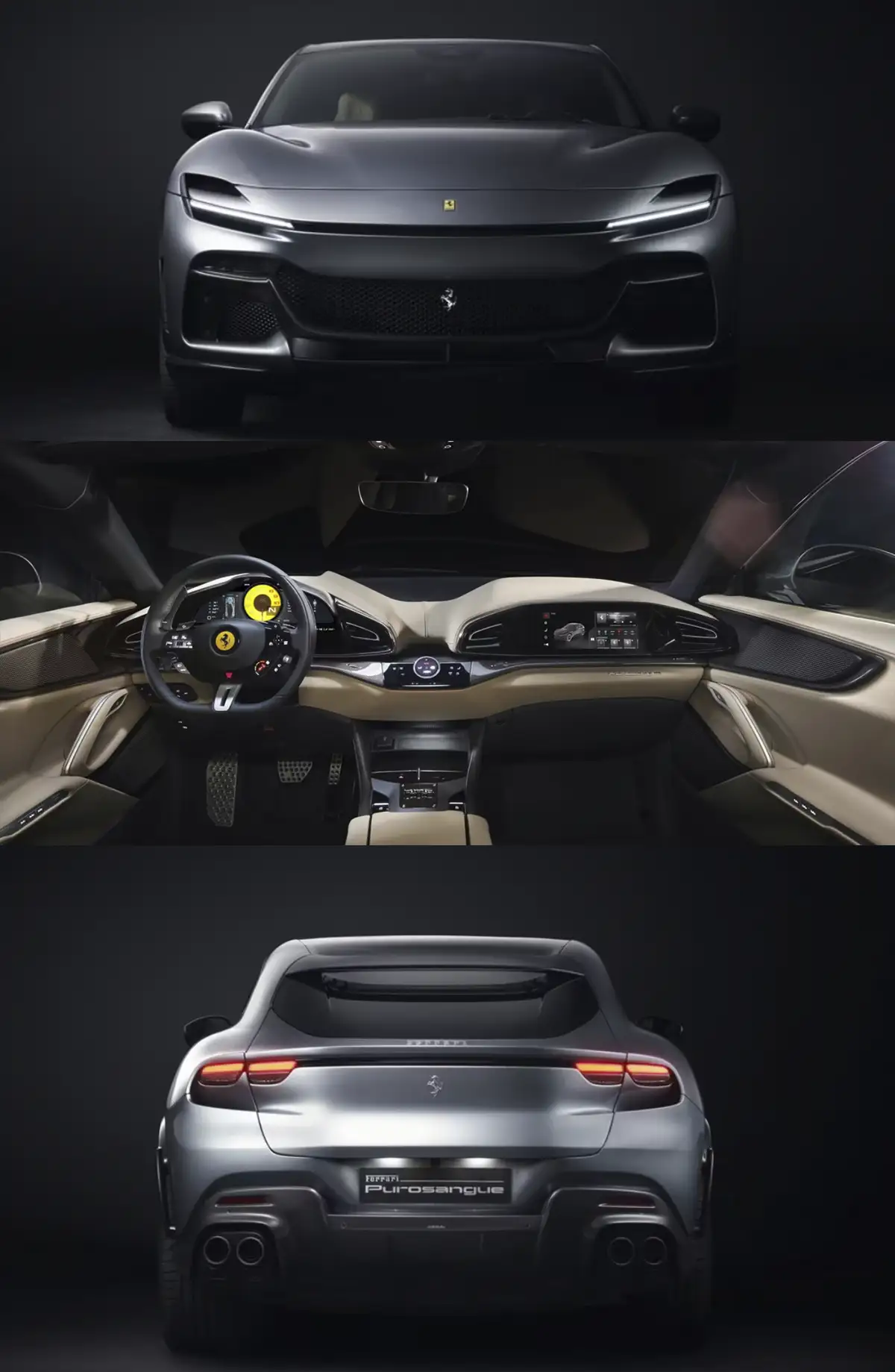 Ferrari Purosangue: el primer Ferrari de cuatro puertas con V12 atmosférico Ferrari Purosangue frontal, interior y trasera